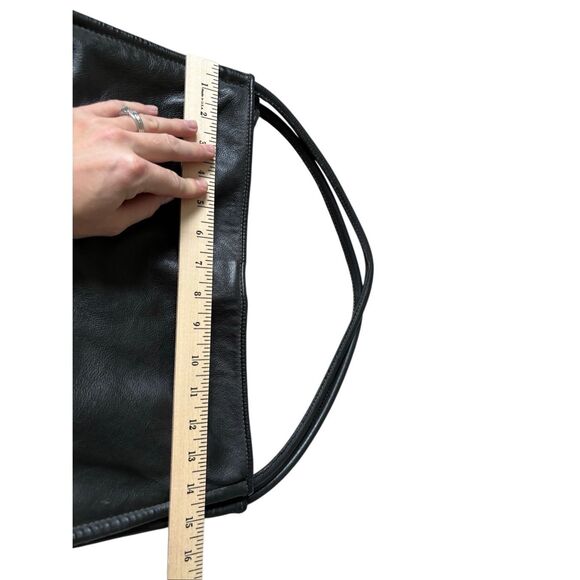 MAJO Leather Hobo Tote Bag Black made in Italy - Picture 8 of 15